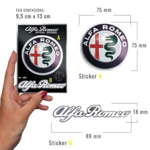 Sada oficiálních samolepek Alfa Romeo znak 75mm a nápis Alfa Romeo