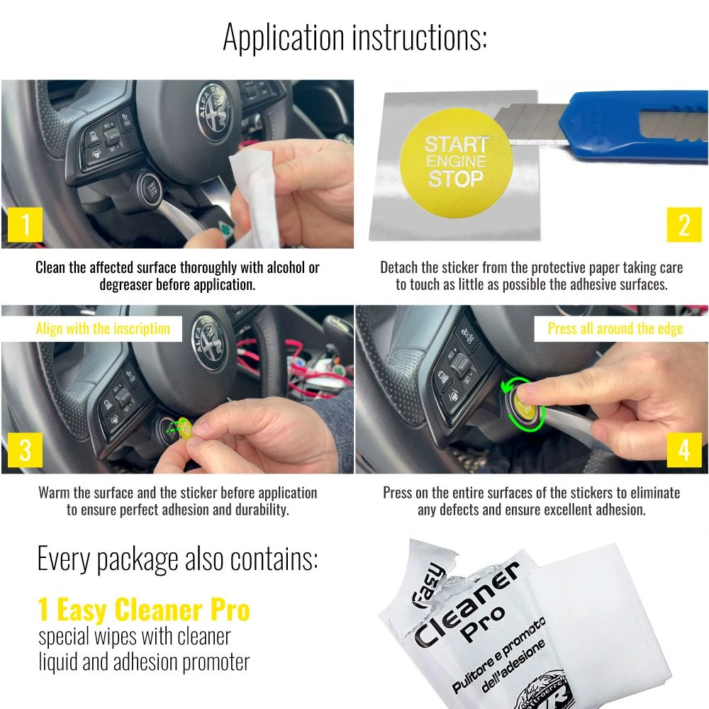 Samolepky na startování motoru pro Alfa Giulia Stelvio a Tonale, 2 kusy